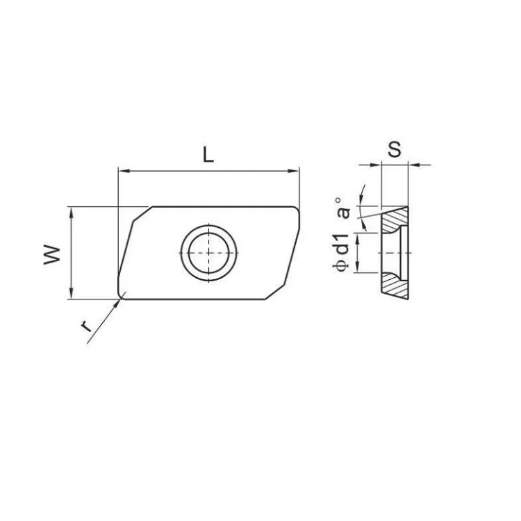 JDMT milling insert technical drawing