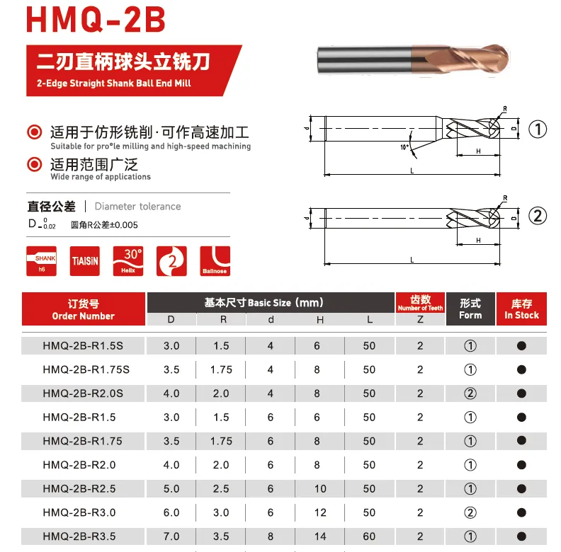 硬質合金球頭立銑刀規格
