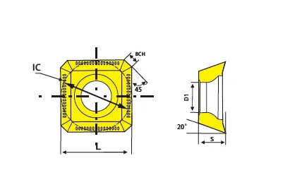 SEKT1204 and SEHT1204 insert dimension drawing