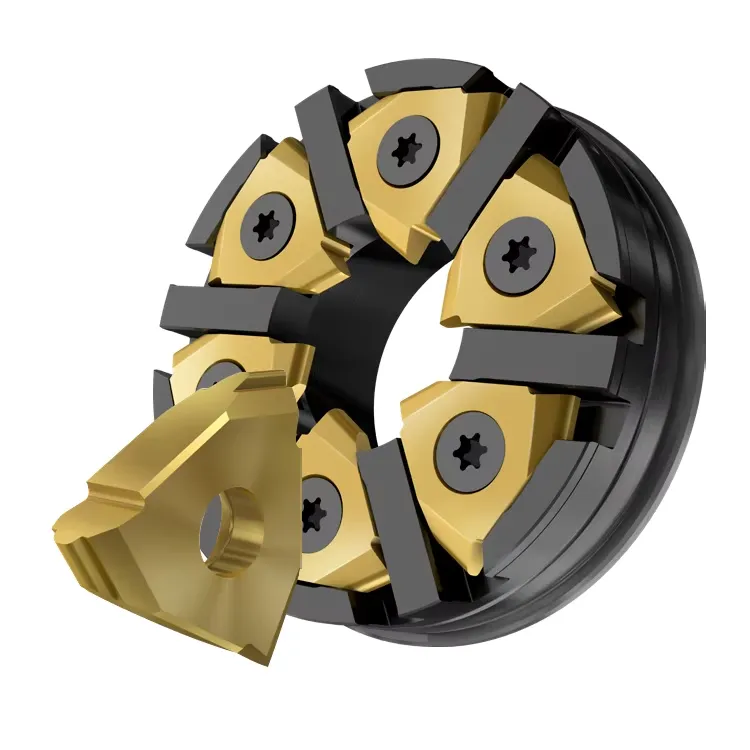 Thread whirling cutter body, insert pockets and tooling interface