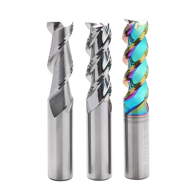 Three solid carbide 3-flute end mills for CNC milling